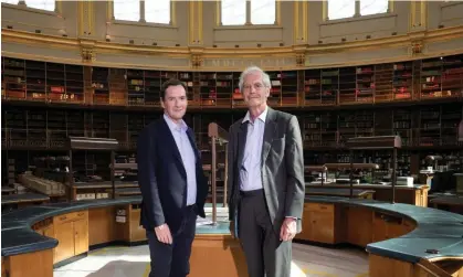  ?? ?? George Osborne (left) and Mark Jones, the interim director, in the British Museum’s Reading Room. Jones said the museum wanted to increase access to its collection­s. Photograph: Aaron Chown/PA