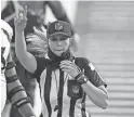  ?? PETER JONELEIT/AP ?? Line judge Sarah Thomas, seen in 2020, became the first woman to officiate the Super Bowl in NFL history.