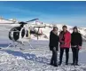 ??  ?? Highlight . . . Friends (from left) Lyn Escott, Olwynne Oliver and Sue NobleAdams took a helicopter flight to Franz Josef Glacier.
