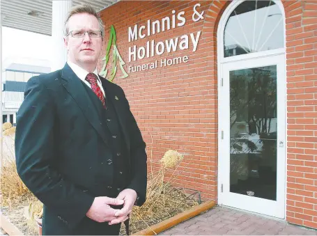  ?? DEAN PILLING/FILES ?? “For a lot of families, this might be the first time that they’ve gathered in months,” Mcinnis & Holloway Funeral Homes president Jeff Hagel says of the opportunit­y now for as many as 50 Calgarians at a time to gather and take part in a proper funeral service.