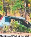  ?? Picture: NINE NEWS ?? The Nissan X-Trail at the fatal crash site