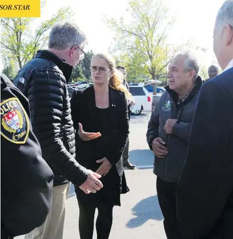  ?? SEAN KILPATRICK / THE CANADIAN PRESS ?? Gov. Gen. Julie Payette visits tornado-damaged communitie­s on Monday with Ottawa Mayor Jim Watson.