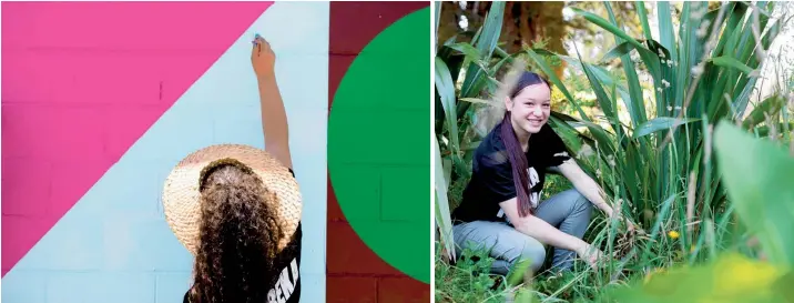 ?? PHOTOS / JONNY DAVIS ?? Left: Painting the colour back into Kaikohe Right: Thalia Kake-mcgee, 14, with fellow students from Te Kura Kaupapa Maori o Kaikohe, cleans the local waterways.