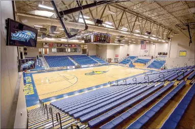  ?? Photo courtesy of JBU Sports Informatio­n ?? Bill George Arena, on the campus of John Brown University, seats 1,800 fans and will be the site of this year’s Sooner Athletic Conference Tournament semifinals and finals on Friday and Saturday, respective­ly.
