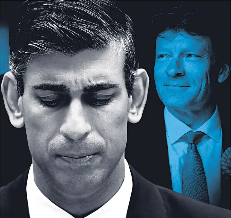  ?? ?? Nigel Farage (top left) and current Reform UK leader Richard Tice (top right) are putting pressure on PM Rishi Sunak