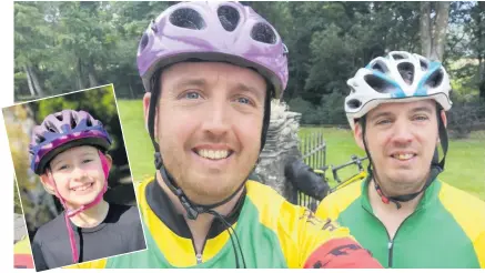  ??  ?? Heroic effort Tom and David Wallace cycled through the mountainou­s terrain of Scotland’s two national parks, inspired by Tom’s daughter Eilidh (inset).