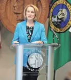  ?? TED S. WARREN/AP ?? Seattle Mayor Jenny Durkan, shown in July, has called the administra­tion’s move “a gross misuse of federal power.”