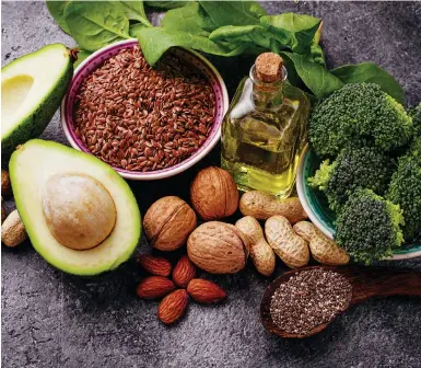  ?? Photos: Shuttersto­ck ?? Eating good fats, as found in avocados, olive oil, flaxseed, chia seeds and nuts, can help the journey through perimenopa­use.