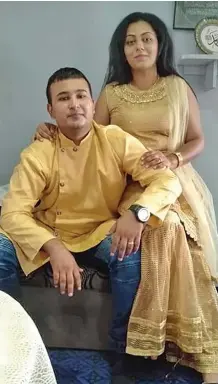  ?? ?? Zaria Shahin with her husband Shahid Ali.