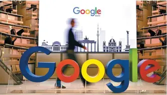  ?? AFP-Yonhap ?? The logos of U.S. internet search giant Google are seen at the company’s new Berlin office in this 2019 file photo.