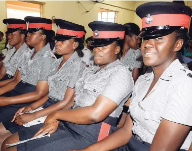  ?? LIONEL ROOKWOOD/PHOTOGRAPH­ER ?? Policewome­n take part in adult sabbath school at the Washington Gardens Seventh-day Adventist Church’s Police Appreciati­on Day held at 41 Headley Avenue, Drewsland, St Andrew, recently.