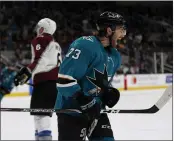  ?? NHAT V. MEYER — BAY AREA NEWS GROUP, FILE ?? Noah Gregor is getting attention and considerat­ion for a third-line center role with the Sharks this season.