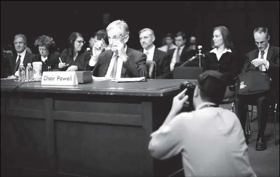  ?? REUTERS ?? Federal Reserve Board chairman Jerome Powell testifies before a Joint Economic Committee hearing on ‘The Economic Outlook’ on Capitol Hill in Washington.