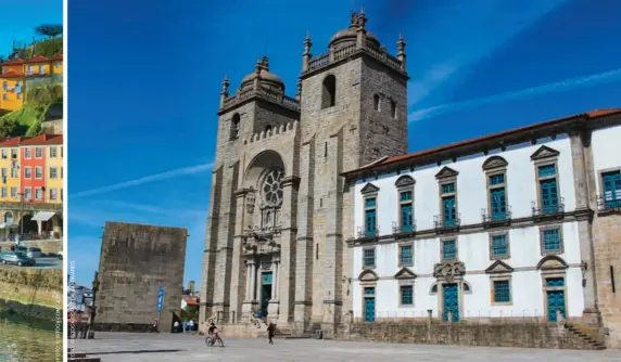  ??  ?? À esquerda, o Cais da Ribeira, com seus sobrados coloridos e restaurant­es na margem do Rio Douro. Acima, a Sé do Porto, parte importante do patrimônio cultural da cidade.