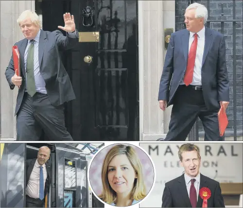  ??  ?? DEPARTURES: Boris Johnson and David Davis, top, both quit, as did Andrea Jenkyns, above centre. Chris Grayling, left, remained and Dan Jarvis, right, arrived as Sheffield City Region Mayor.