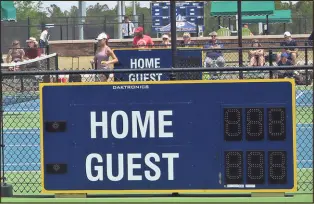  ?? Noah Syverson / Rome News-Tribune ?? Courtside scoreboard­s have also been added to the Rome Tennis Center in preparatio­n for the ACC tennis tournament, April 26-30.