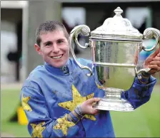  ??  ?? Philip Enright with the Thyestes trophy.