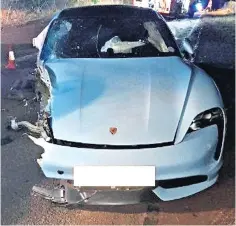  ?? ?? The right-hand side of the Porsche was ripped off in the high-speed collision