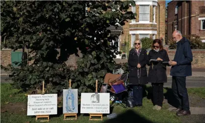  ?? ?? Anti-choice protesters outside a Marie Stopes clinic in Ealing, London, 2017. Photograph: Dan Kitwood/Getty Images