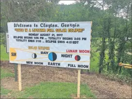  ?? CONTRIBUTE­D BY MOODY BARRICK ?? Small North Georgia towns like Clayton are in a prime spot to view the Aug. 21 solar eclipse.