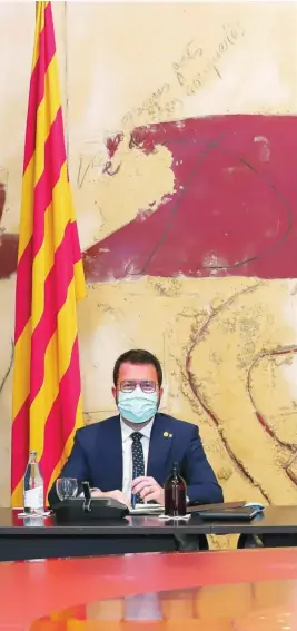  ?? ALBERTO R. ROLDÁN ?? El candidato de ERC a la presidenci­a de la Generalita­t, Pere Aragonès, ayer, durante la reunión de Govern