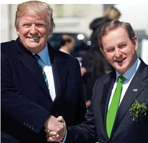  ??  ?? ‘My new best friend’: President Trump with the Taoiseach yesterday