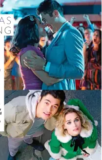  ??  ?? His big break
“It really felt like a party,” Golding (with Constance Wu) says of filming the luxurious final scene in
Crazy Rich Asians.
Holiday cheer
Golding and co-star Emilia Clarke shared sweet chemistry on-screen in 2019’s
Last Christmas.