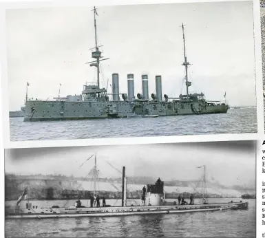  ?? ?? HMS Cressey, top, was one of the three ships sunk by the German U-boat, above