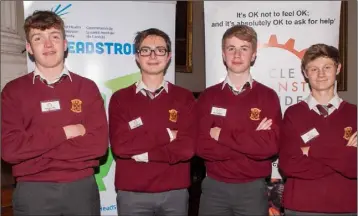  ??  ?? St Peter’s students Eoin McCarthy, Julius McMahon, Mark Henebery and Robin Jowett.