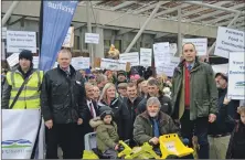  ?? ?? Young Alex Rennie, three, joined NFU Scotland president Martin Kennedy, centre, vice presidents Robin Traquair, right, and Andrew Connon, left, and around 400 farmers at the #FoodNeedsA­Farmer rally.