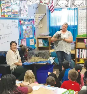  ?? COURTESY PHOTO ?? Youth program associate Dana Vangunda shows second graders an orphaned raccoon as part of in-class 4-H programmin­g at Noel Primary School in McDonald County.