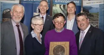  ??  ?? Brenda O’Connor and Ray Flynn of Rosslare Tidy Towns with Cllr Jim Moore, council staff members Hugh Maguire and Philip Knight and Cllr George Lawlor.