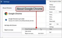  ??  ?? Click ‘About Google Chrome’ to update the browser and protect it against security flaws