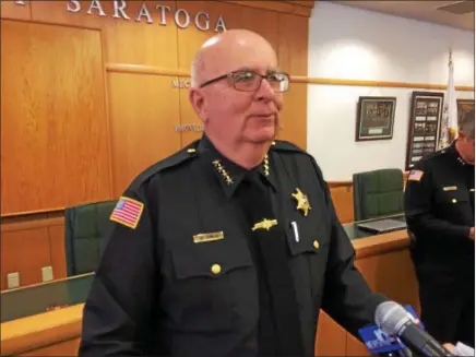  ?? PAUL POST PHOTO ?? Saratoga County Sheriff Mike Zurlo addresses reporters during a Monday press conference announcing the arrest of six people in a major area drug bust.