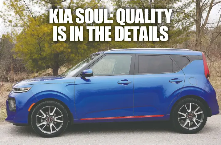  ?? PHOTOS: CLAYTON SEAMS/DRIVING.CA ?? The 2020 Kia Soul gets all the basics right, including incredible sightlines that are unimpaired during shoulder checks and parallel parking.