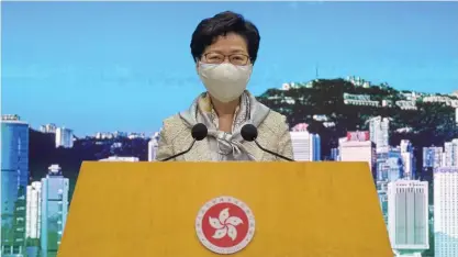  ?? FOTO: VINCENT YU/TT-AP ?? Hongkongs ledare Carrie Lam. Arkivbild.