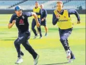  ?? REUTERS ?? England's Dawid Malan (left) and Stuart Broad at nets.