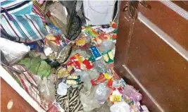  ?? PIC/MPOS ?? The two-room flat in Pandav Nagar was flooded with four-foot deep garbage