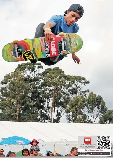  ?? PICTURES: DAVID RITCHIE ?? DAREDEVIL ACTION: Skateboard­ers caught the eye and attention at the Cape Argus SportShow, the exciting first-of-itskind African multi-sport festival that is set to take the sports events industry by storm.