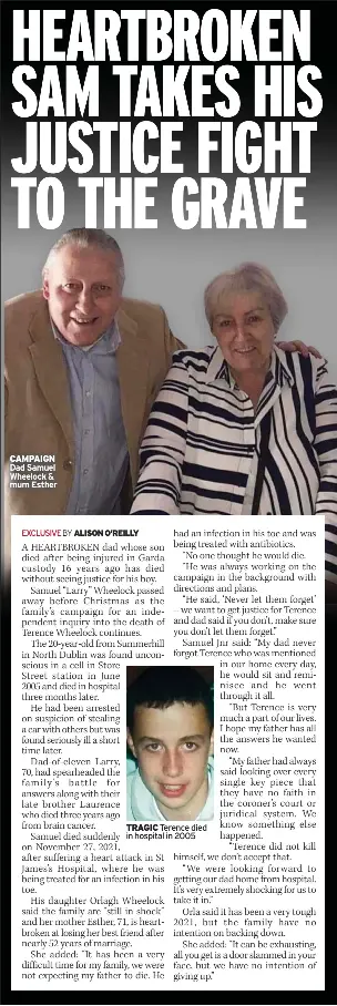 HEARTBROKE­N SAM TAKES HIS JUSTICE FIGHT TO THE GRAVE | Irish Sunday ...