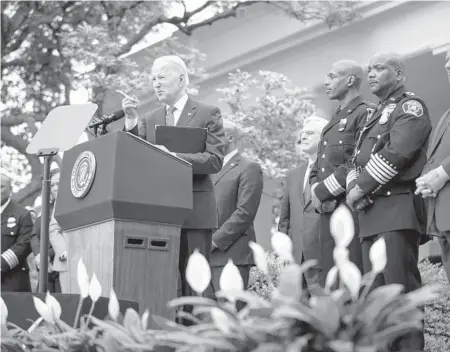  ?? DREW ANGERER/GETTY ?? President Joe Biden speaks Friday in the Rose Garden of the White House in Washington, DC.