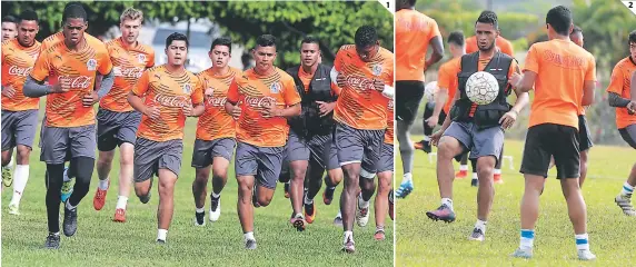  ??  ?? (1) El Melenudo entrenó ayer en la cancha de Café El Indio, en el valle de Amarateca. El domingo en el Nacional Olimpia enfrentará al Social Sol por la jornada 13 de la LNP. (2) Alexander López también se solidarizó con Vergara en sus redes sociales....