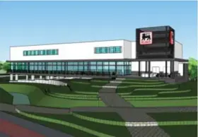  ?? FOTO RR ?? De nieuwe Delhaize in Ekeren-Mariaburg wordt omgeven door groen. De Kaartsebee­k die de grens vormt tussen Ekeren, Kapellen en Brasschaat, wordt opengelegd.