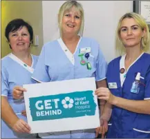  ??  ?? Mabel, a Hospice in the Weald patient, and Kirsty Simmonds, a nursing assistant; right, health care assistants Karen Goddard and Debi Golding and nurse Melissa Woolley