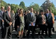  ??  ?? A Government delegation led by Prime Minister Jacinda Ardern arrives at Waitangi yesterday to meet iwi leaders.