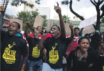  ??  ?? Best of intentions: Equal Education, whose members are pictured here protesting against the conditions at township and rural schools in 2015, says it will confront its ingrained systems of patriarchy. Photo: Oupa Nkosi