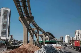  ?? Giovanni Bello/Folhapress ?? Canteiro de obras do monotrilho da linha 15-prata do Metrô, na zona leste de São Paulo