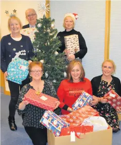  ??  ?? Kindhearte­d Staff from NHS Forth Valley’s Stirling headquarte­rs were among those who organised collection­s. Back row: Irene Graham, Robert Stevenson, Ann McGregor . Front row: Aileen Holliday, Carol Crawford, Victoria McDonald