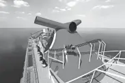  ??  ?? Cruise giant Carnival announced plans for the first roller coaster at sea. To be called BOLT, it will be atop Carnival Mardi Gras, a ship scheduled to debut in 2020.