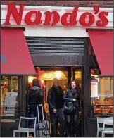  ??  ?? Chicken meal: They leave Nando’s